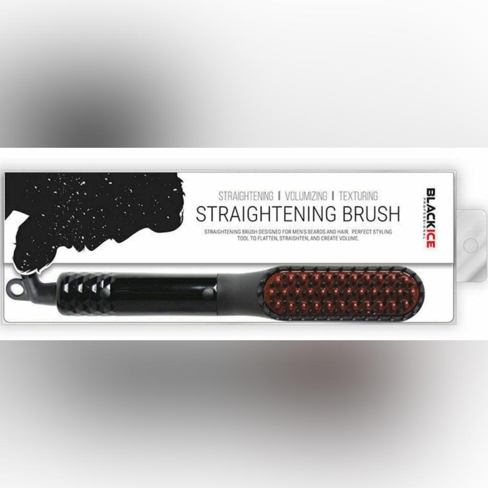 NEW. Black Ice Professional Straightening Brush Designed for Men's Hair & Beard